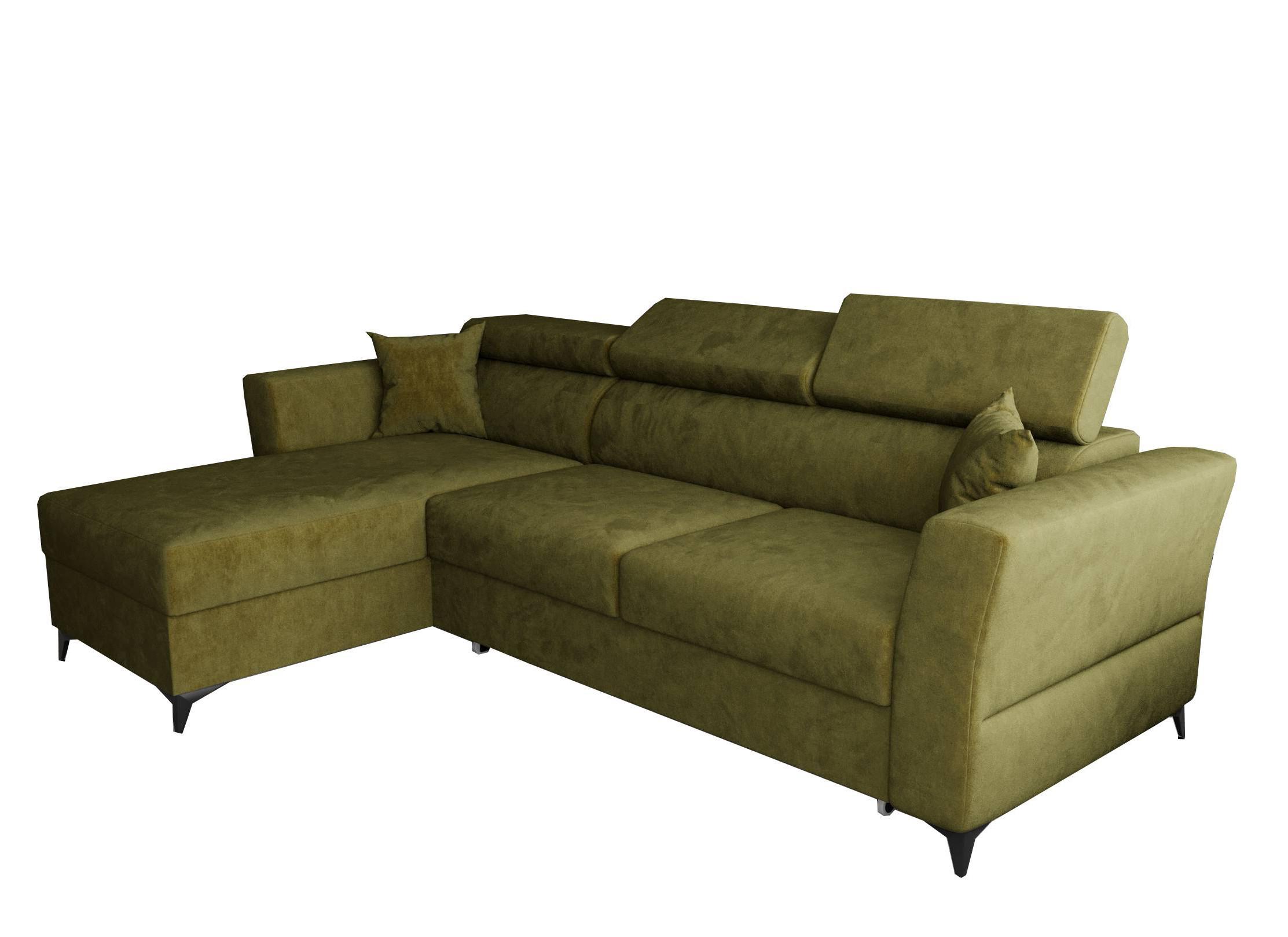 ECKSOFA L Form Ribella Olivgrün 265/180/100 cm Links mit Schlaffunktion - Schwarz/Grün, Textil/Metall (180/265cm) - AX Living