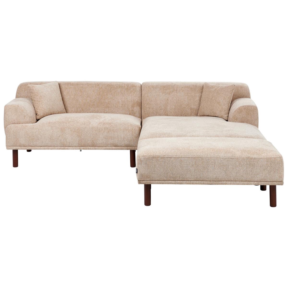 ECKSOFA 3-Sitzer Stoff Beige mit Ottomane linksseitig Holt - Beige, Textil (241/159cm) - Beliani
