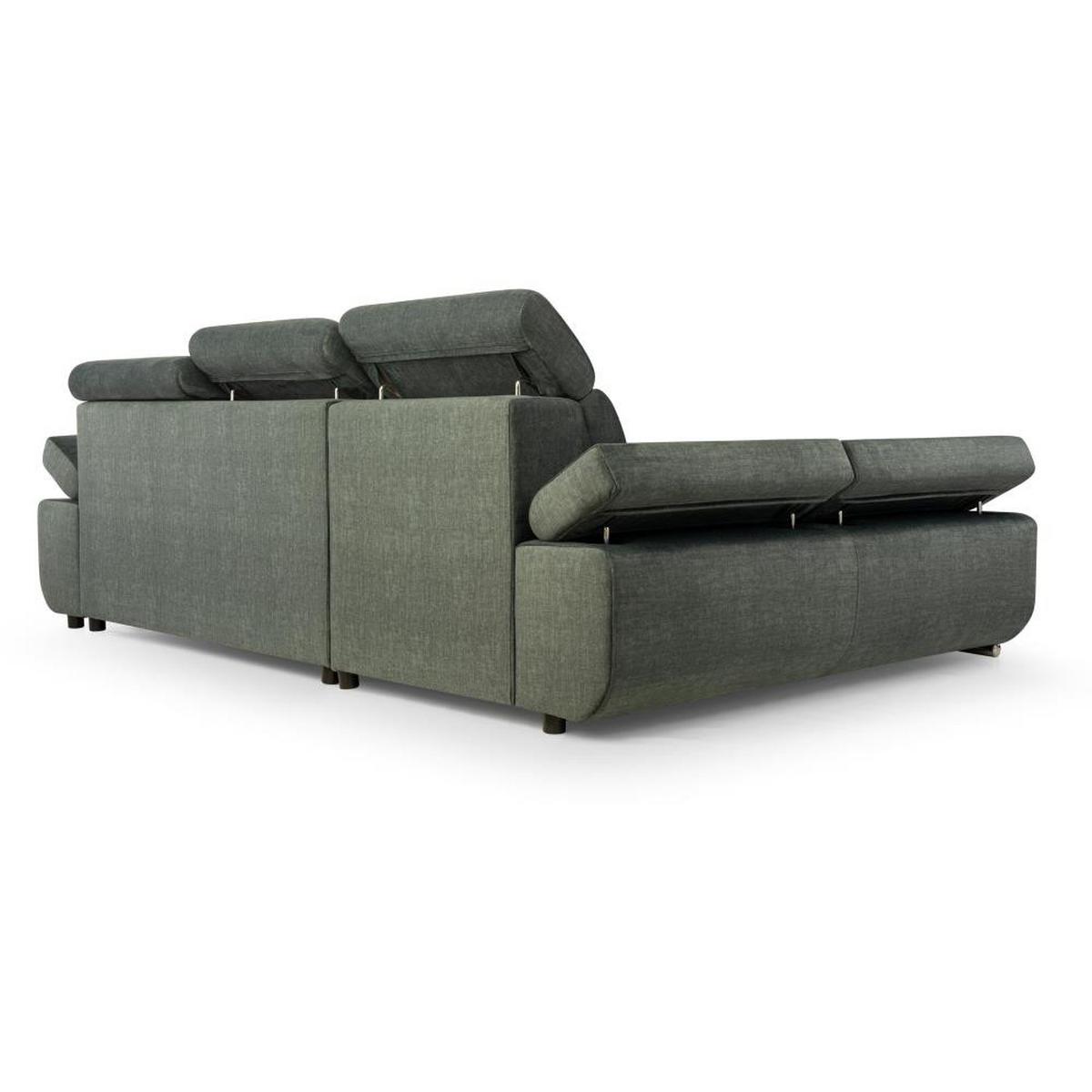 ECKSCHLAFSOFA Bianca hellgrau links - Chromfarben/Hellgrau, Textil (264/165cm) - Beautysofa