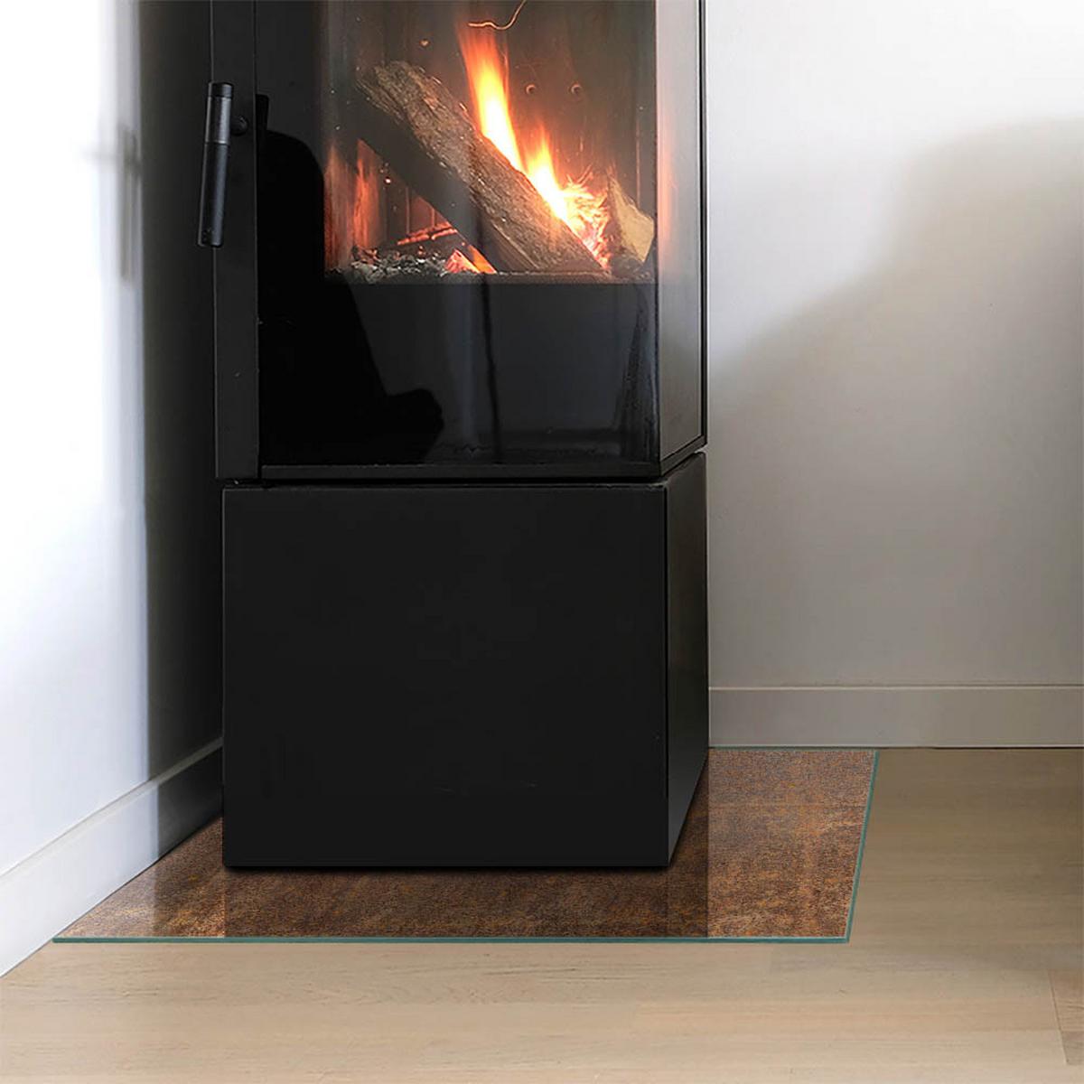 GLASPLATTE für Kamin 50x50 cm - Braun, Glas (50/50/0.4cm) - TULUP