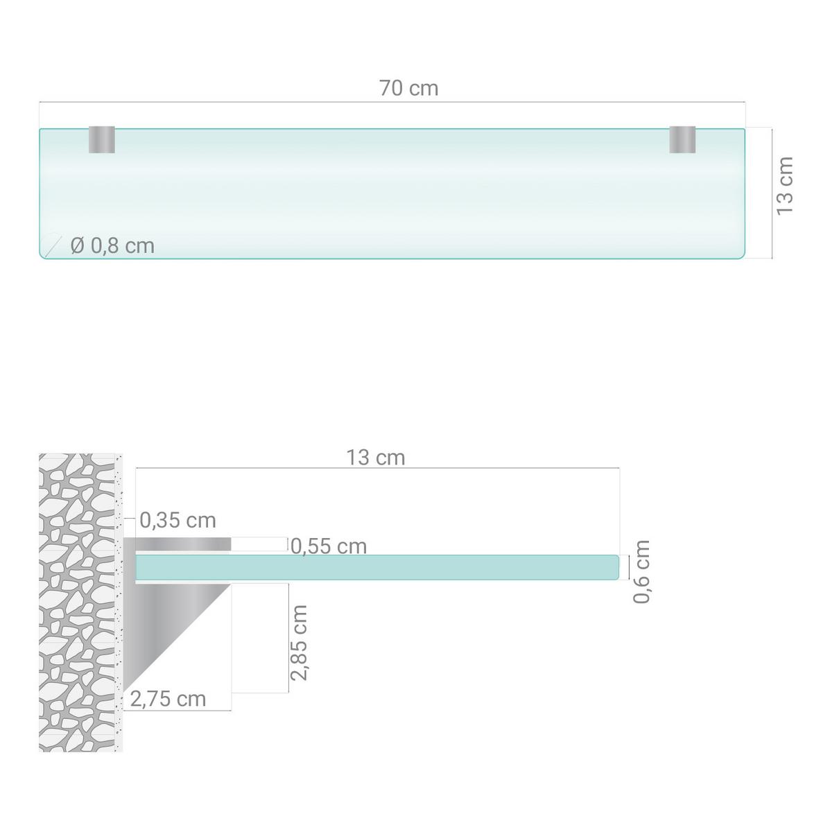 GLASREGAL Milchglas - 70x13 cm - Transparent, Glas (70/0.6/13cm) - TULUP