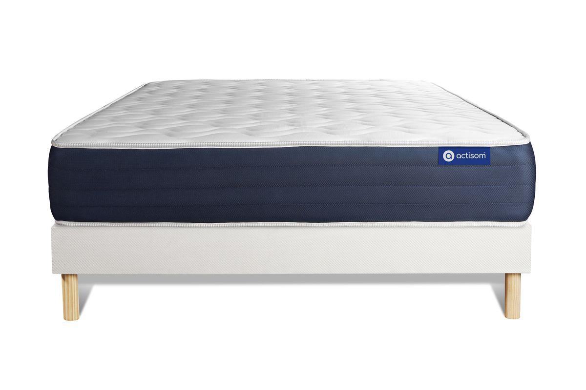 BETT Actilatex sleep Latex und Memory-Schaum 160 x 200 cm h1 - Kit Bettgestell Weiß - Beige/Weiß, Karton/Holz (160/200cm) - ACTISOM