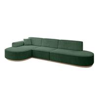 ECKSOFA Ottomane Links MARI-L2-v1 - 328x171x83 cm Grün Cord - Grün, Holzwerkstoff/Textil (328/171cm) - ALTDECOR