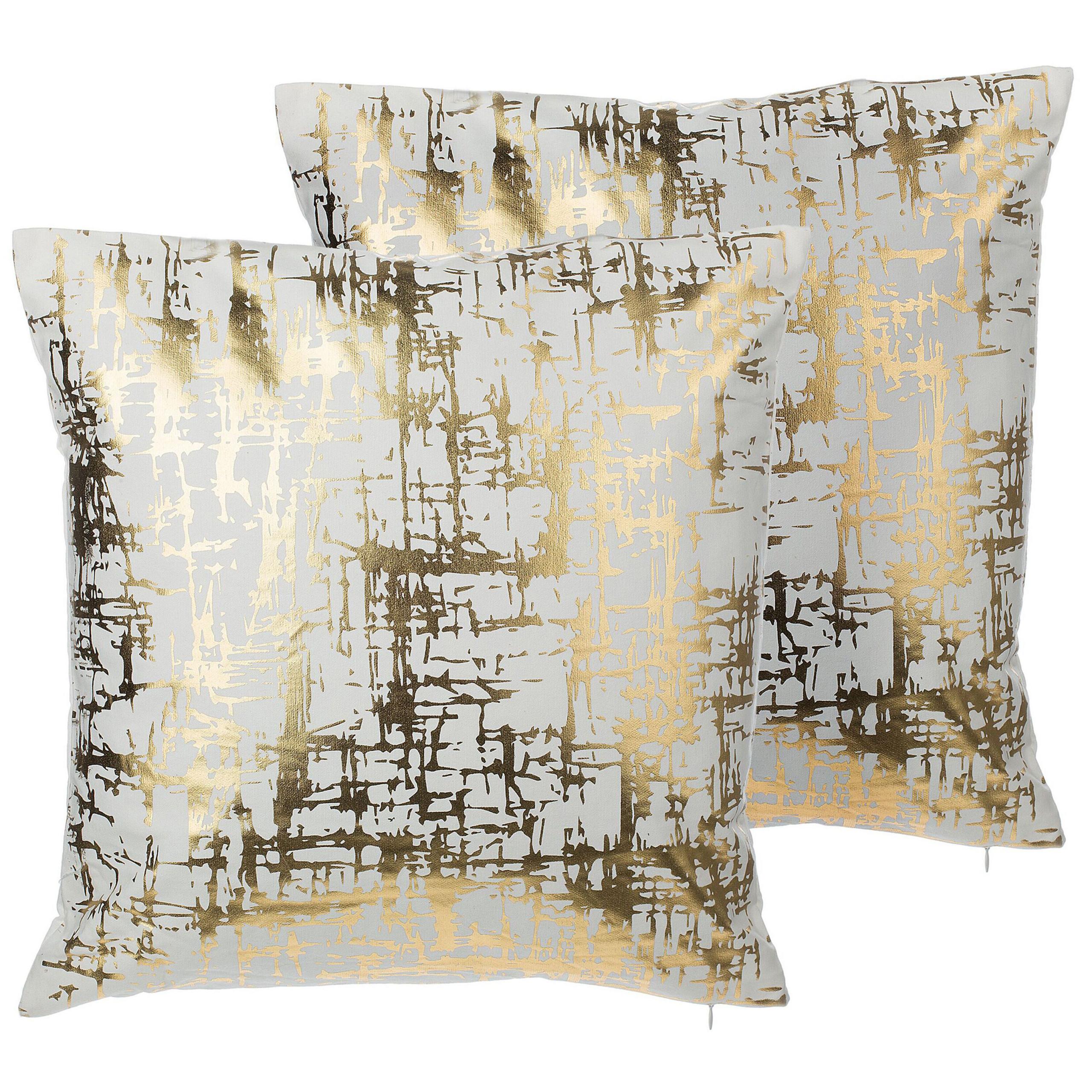 DEKOKISSEN 2er-Set Gold 45/45 cm Gardenia - Goldfarben, Naturmaterialien/Textil (45/45cm) - Beliani