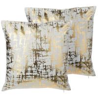 DEKOKISSEN 2er-Set Gold 45/45 cm Gardenia - Goldfarben, Naturmaterialien/Textil (45/45cm) - Beliani