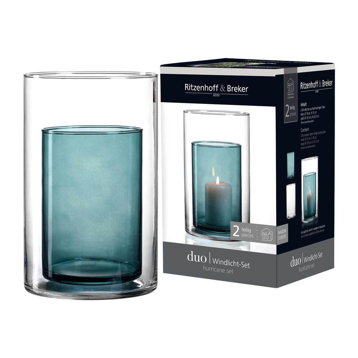 WINDLICHT Duo 22 cm - Blau, Glas (14/22/14cm) - Ritzenhoff Breker