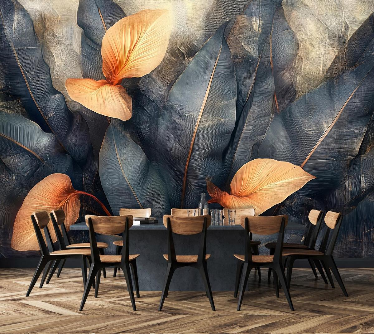 FOTOTAPETE Blätter Beton Natur Wohnzimmer Vlies Tapete 200x140 - Multicolor, Papier (200/140cm) - Wallarena