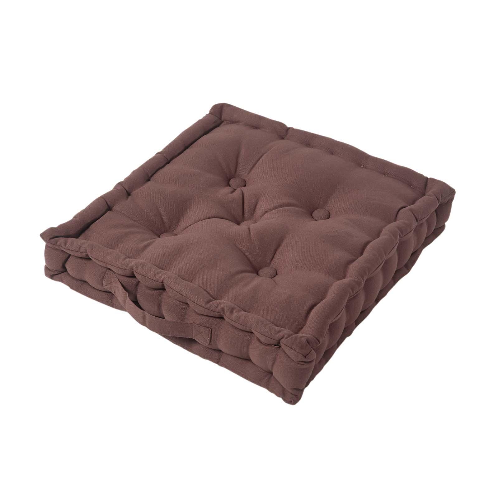 SITZKISSEN braun 40/40/8 cm – Bodenkissen unifarben - Braun, Textil (40/40/8cm) - Homescapes