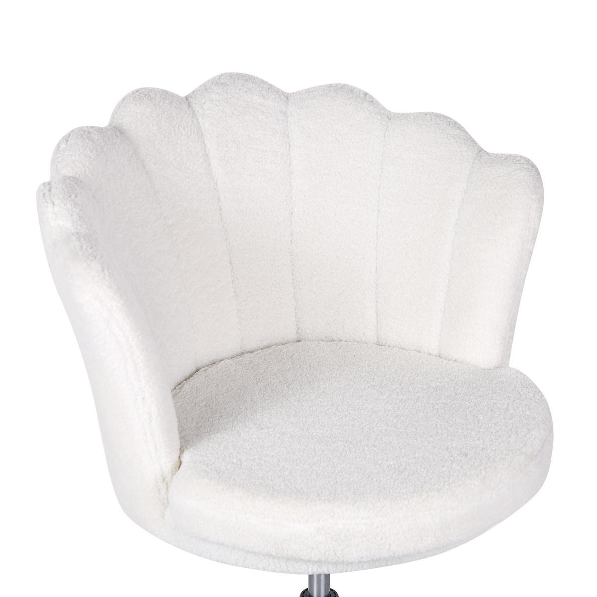 BÜROSTUHL Bouclé Weiß Monticello - Weiß, Textil/Metall (67/78/65cm) - Beliani