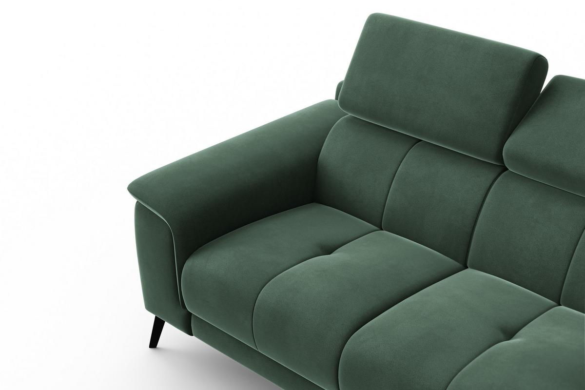 SOFA FIERO 2-Sitzer, Grüner Veloursstoff - Schwarz/Grün, Holz/Textil (170/82/103cm) - Courtois Laville