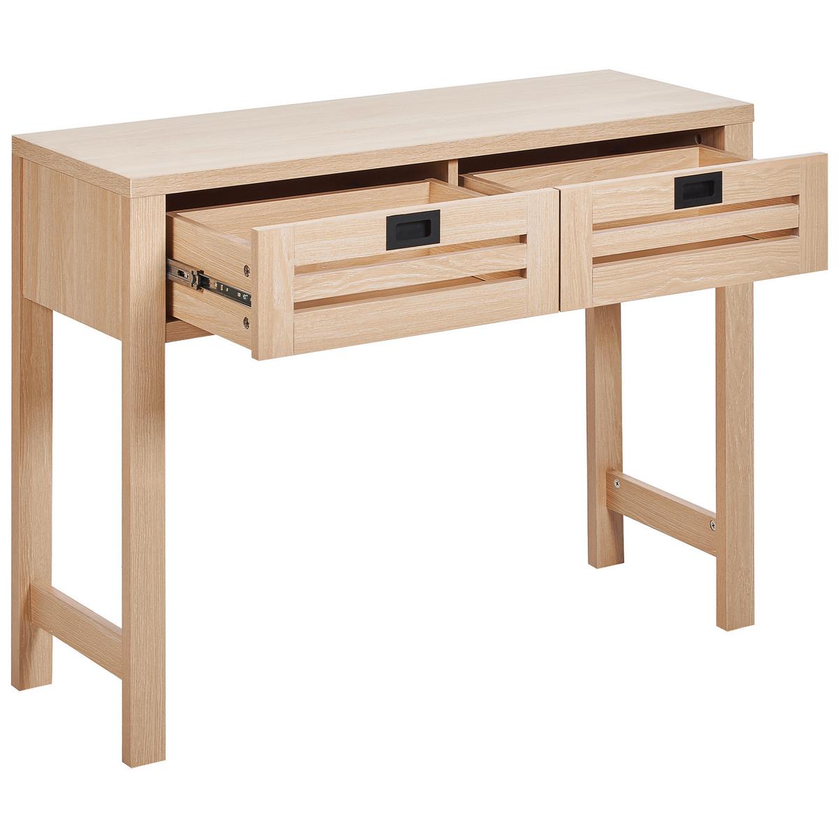 KONSOLENTISCH heller Holzfarbton 2 Schubladen Randa - Hellbraun, Holzwerkstoff (35/100/75cm) - Beliani