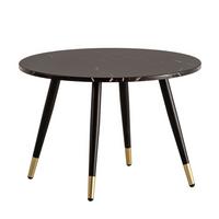 COUCHTISCH mit Marmor Optik, Modernes Design, Metall-Gestell, Runde Form, Schwarz 60x60x41 cm - Goldfarben/Schwarz, Holzwerkstoff/Metall (60/60/41cm) - KADIMA DESIGN
