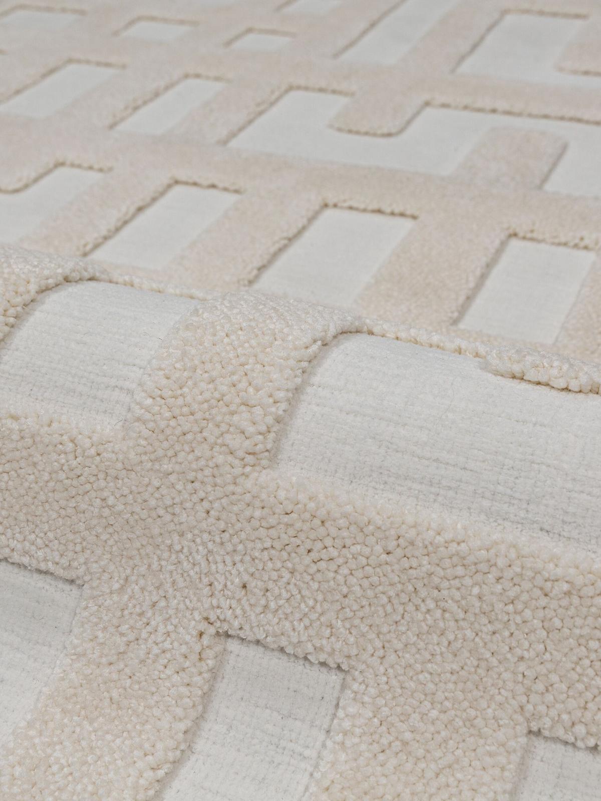 HOCHFLORTEPPICH FORSS, Labyrinth-Relief, Creme, 133 x 190 cm - Beige, Textil (133/190cm) - KADIMA DESIGN