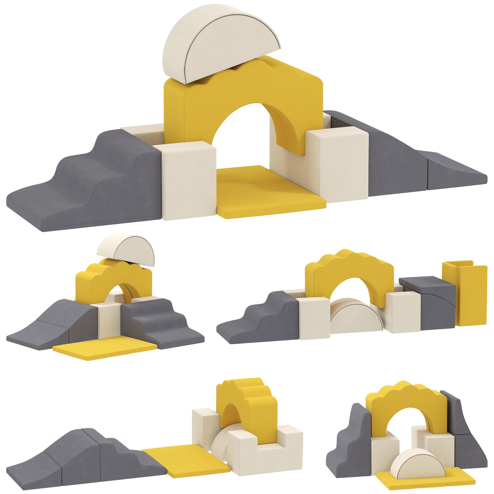 SOFTPLAY-SET 7er Set Samt PU-Schaumstoff Gelb - Gelb, Textil (40/50cm) - AIYAPLAY