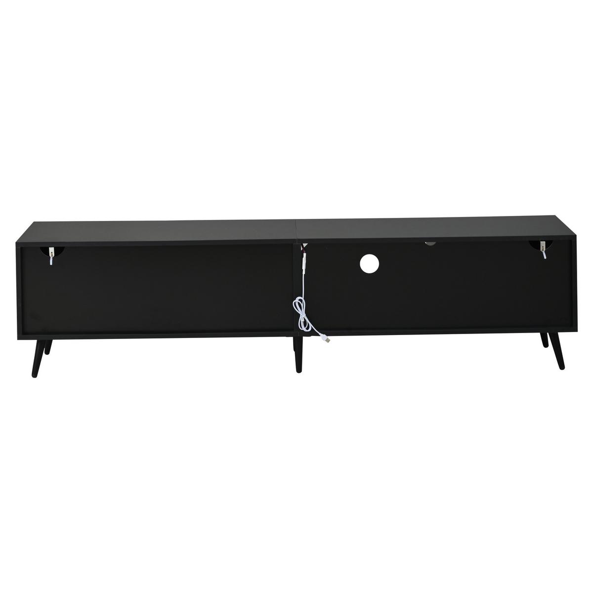 TV-LOWBOARD für 75-zoll tv, holzoptik & schwarz, led-beleuchtung mit app-steuerung - Naturfarben, Holzwerkstoff (175/43.5/31cm) - Urban Meuble