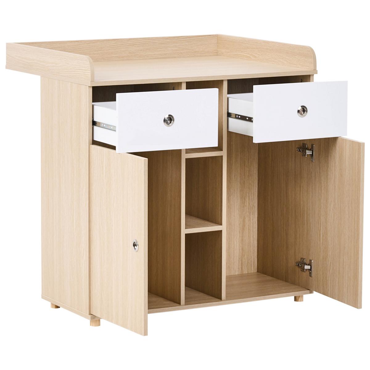 WICKELKOMMODE DELISLE Hellbraun - Hellbraun, Holzwerkstoff (90/90/69cm) - Beliani