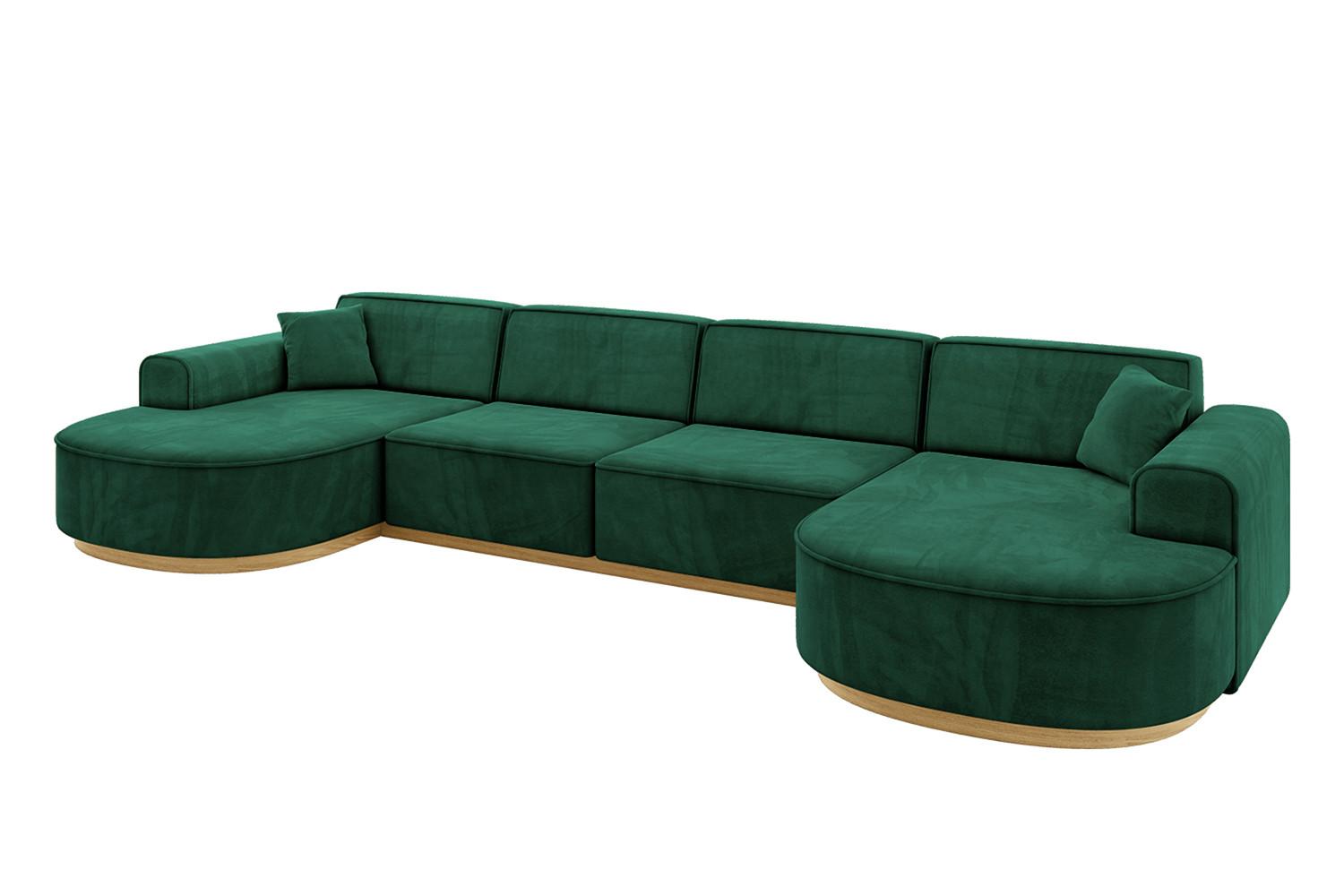 WOHNLANDSCHAFT MARI-U2-v2 - 388x171x83 cm Grün Velours - Grün, Holzwerkstoff/Textil (388/83/171cm) - ALTDECOR