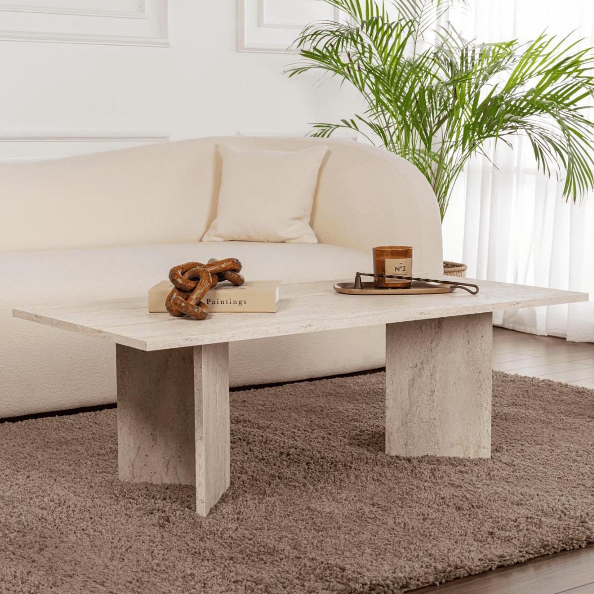COUCHTISCH mit rechteckiger Platte 119/60/40 cm - Hellbraun, Holzwerkstoff (65/60/40cm) - Calicosy