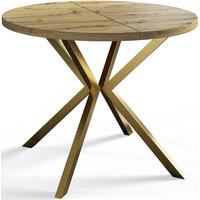 RUNDER Esszimmertisch LOFT LITEN, ausziehbarer Tisch Durchmesser: 120 cm/200 cm, Wohnzimmertisch Farbe: Mattbraun, mit Metallbeinen in Farbe Gold - Hellbraun/Goldfarben, Holzwerkstoff (120/120/76cm) - Alpi-Möbel
