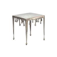 BEISTELLTISCH GARD, Aluminium, handgefertigt, Silber, 45,5 x 45,5 x 51 cm - Silberfarben, Metall (45.5/45.5/51cm) - KADIMA DESIGN