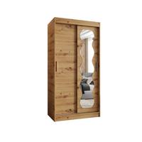 SCHIEBETÜRENSCHRANK mit Spiegel SPOTI 200/100/62 2-türig - Silberfarben/Eiche Artisan, Holz (100/200/62cm) - MÖBEL KRYSPOL