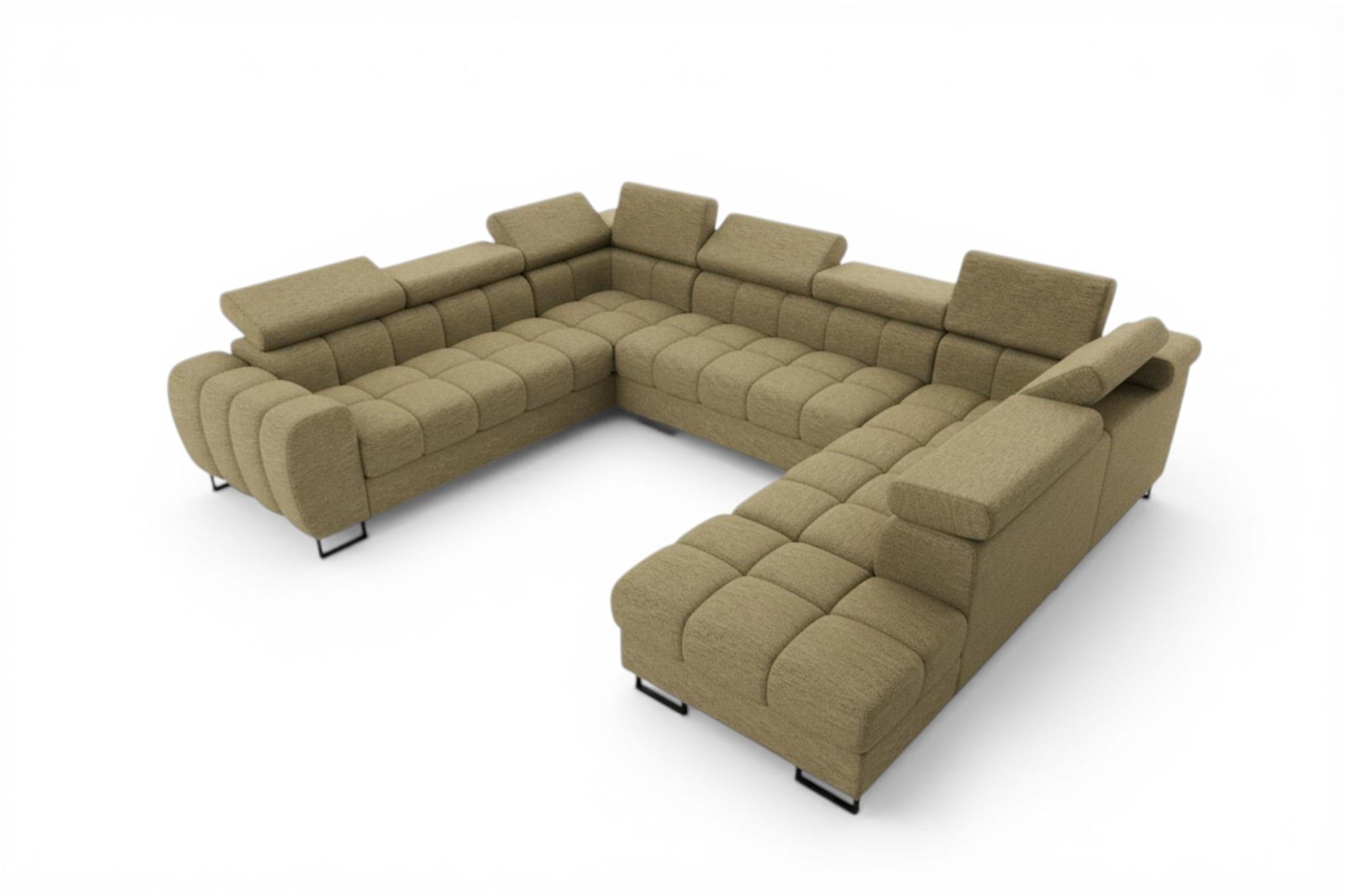 WOHNLANDSCHAFT Bastien Xl - Grün, Holzwerkstoff/Textil (350/95/265cm) - Fun Möbel