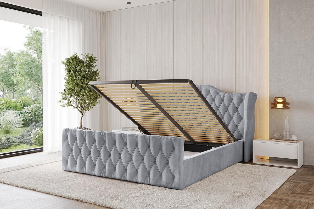 POLSTERBETT mit Bettkasten, Fußteil und Lattenrost, Boxbett mit Matratze H3/H4 - ZORAN-Z 120x200 Hellgrau - Hellgrau, Holzwerkstoff/Textil (120/200cm) - ALTDECOR