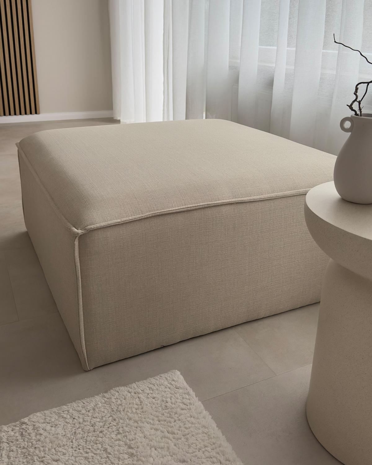 OTTOMANE Stoff Beige Ardal - Beige, Textil (86/45/86cm) - Beliani