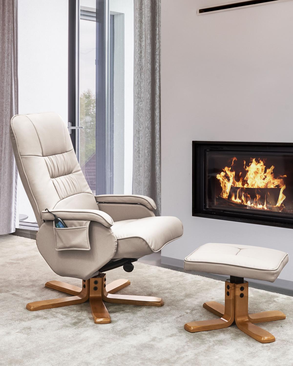 MASSAGESTUHL Hellbeige Relaxpro - Beige/Braun, Kunststoff (68/98/50cm) - Beliani