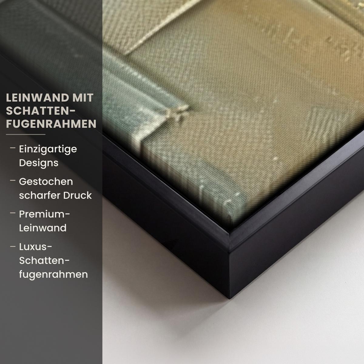 LEINWAND Bilder mit Rahmen - Baum - Abstrakt - Natur - Kunst - 90x90 - Goldfarben, Textil (90/90cm) - MuchoWow