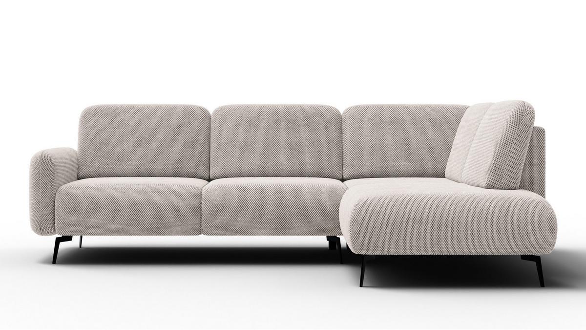 ECKSOFA FEBE 5-Sitzer rechts, beige - Beige/Schwarz, Holz/Textil (271/190cm) - Wozimo