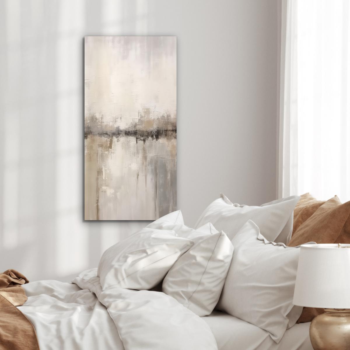 METALLBILD Moderne Kunst - Abstrakt - Beige 40x80 cm - Beige, Metall (40/80cm) - MuchoWow
