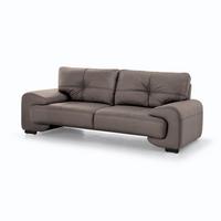 3-SITZER SOFA Omega aus Kunstleder, Hellbraun - Hellbraun/Schwarz, Leder (225/88/98cm) - Beautysofa