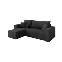 ECKSOFA mit Schlaffunktion Ottomane Links SENO-L 249x139x85 Dunkelgrau Velours - Anthrazit/Schwarz, Holzwerkstoff/Kunststoff (249/139cm) - ALTDECOR
