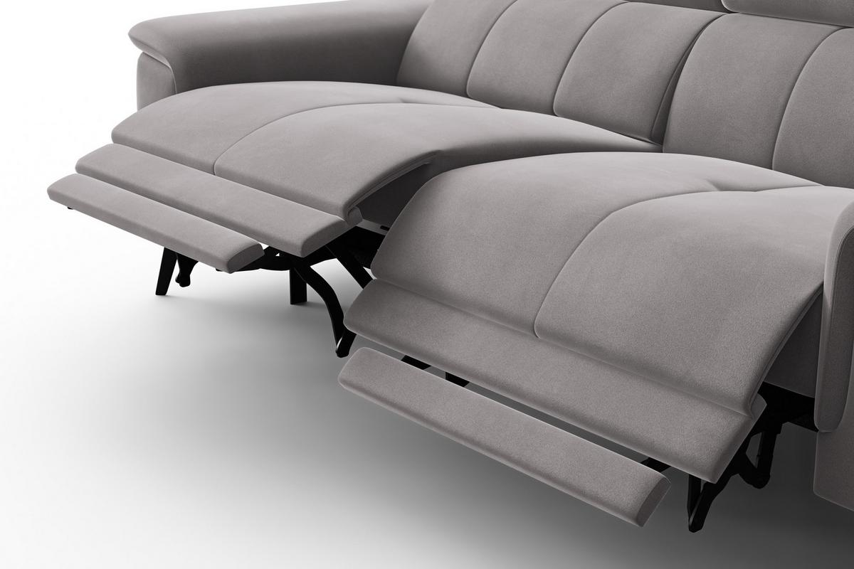SOFA RELAX FIERO 3-Sitzer, Dunkelgrauer Veloursstoff - Dunkelgrau/Schwarz, Holz/Textil (212/82/103cm) - Courtois Laville