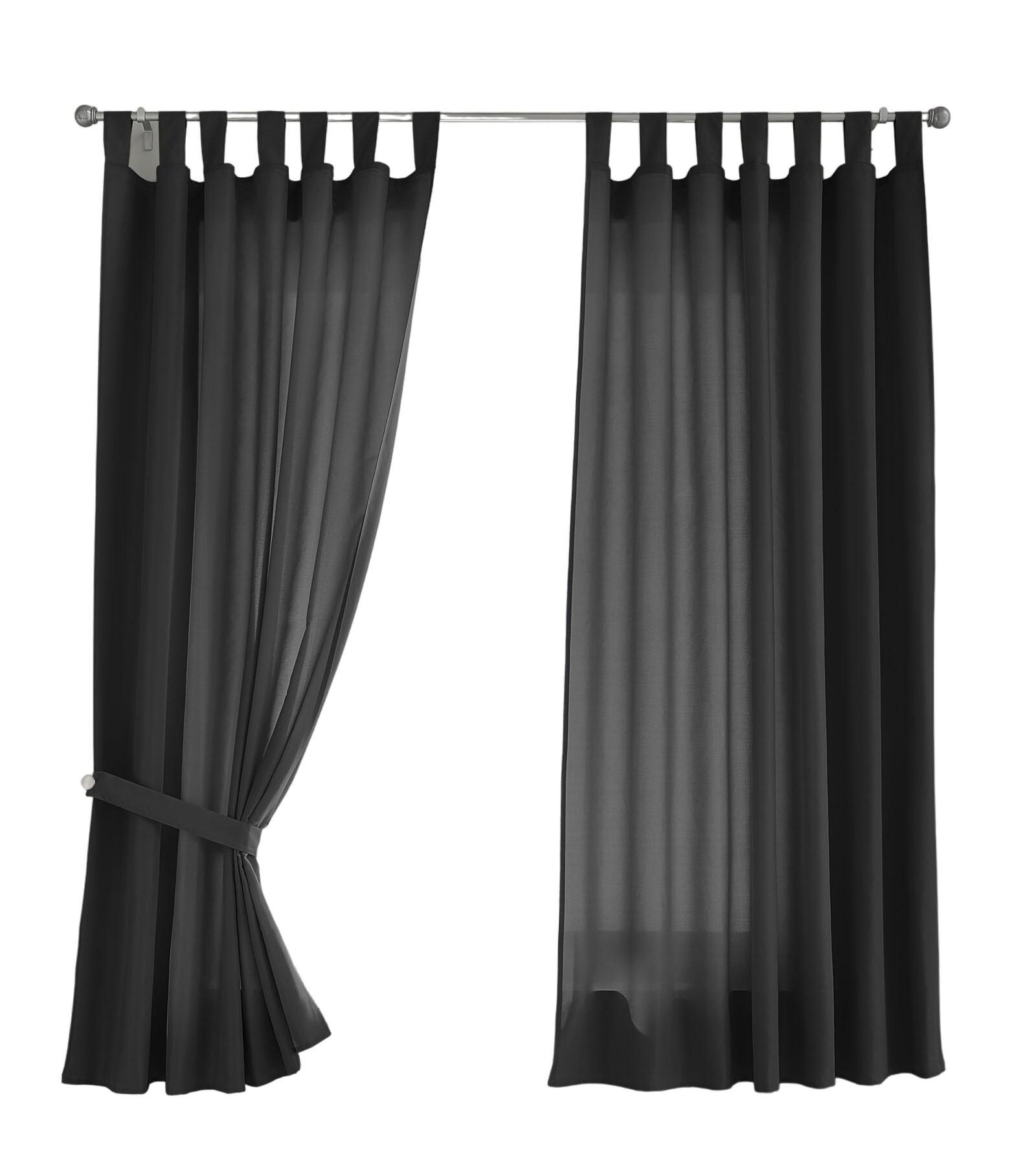 VORHANG 2ER SET POTSDAM HxB 175x140 cm Schwarz - Schwarz, Textil (140/175cm) - Gardinenbox