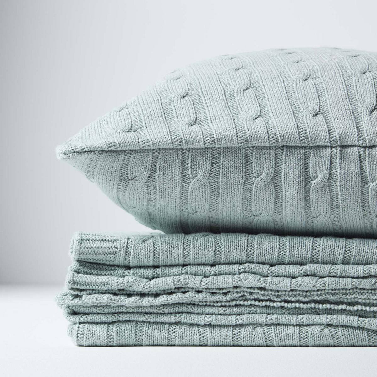 KISSENHÜLLE Zopfmuster 45/45 cm - Blaugrau, Textil (45/45cm) - Homescapes
