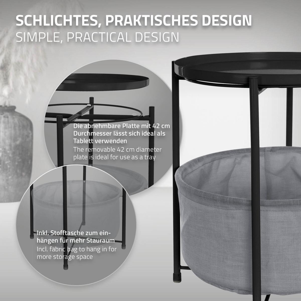 BEISTELLTISCH rund Ø45,5 x 52,5 cm Schwarz aus Metall - Schwarz, Metall (52.5/45.5/52.5cm) - ML-DESIGN