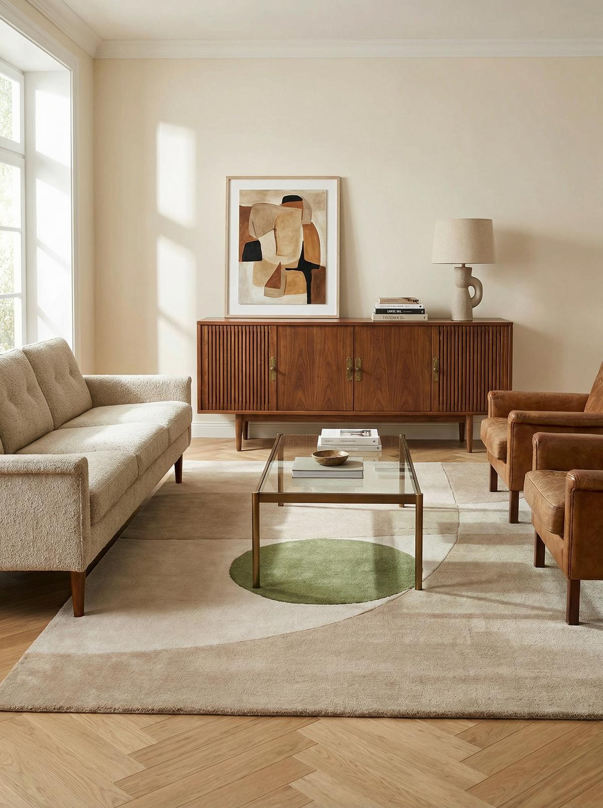 WOLLTEPPICH ELAN-Maas, geometrisch-abstrakt, Beige, 120 x 170 cm - Beige, Textil (170/120cm) - KADIMA DESIGN