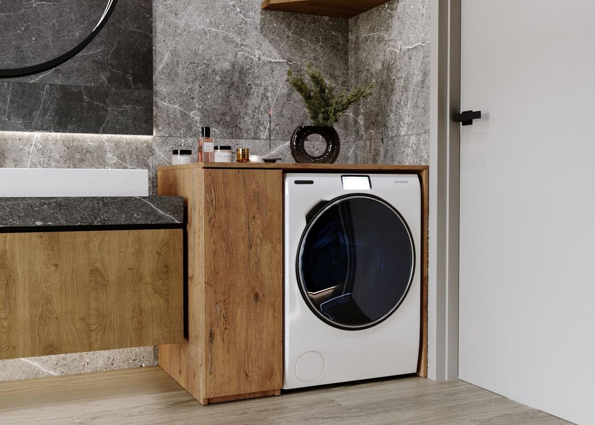 WASCHMASCHINENSCHRANK für Waschmaschine & Wäschetrockner 95/89/66 - Braun, Holzwerkstoff (95/89/66cm) - RAUMHIRSCH FURNITURE