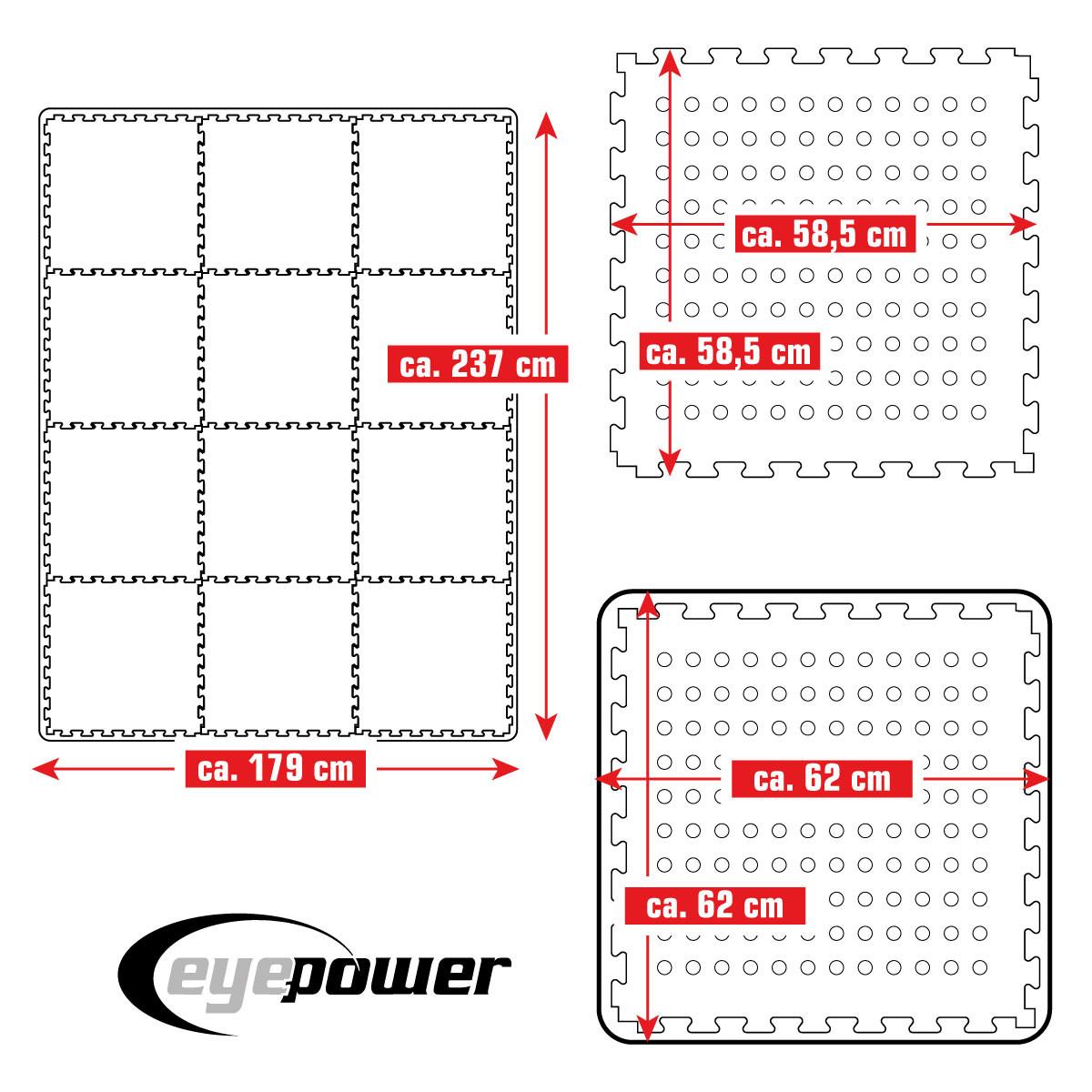 POOLMATTEN 4,2m² 12 EVA Matten 62 cm Blau - Blau, Kunststoff (62/62cm) - eyepower