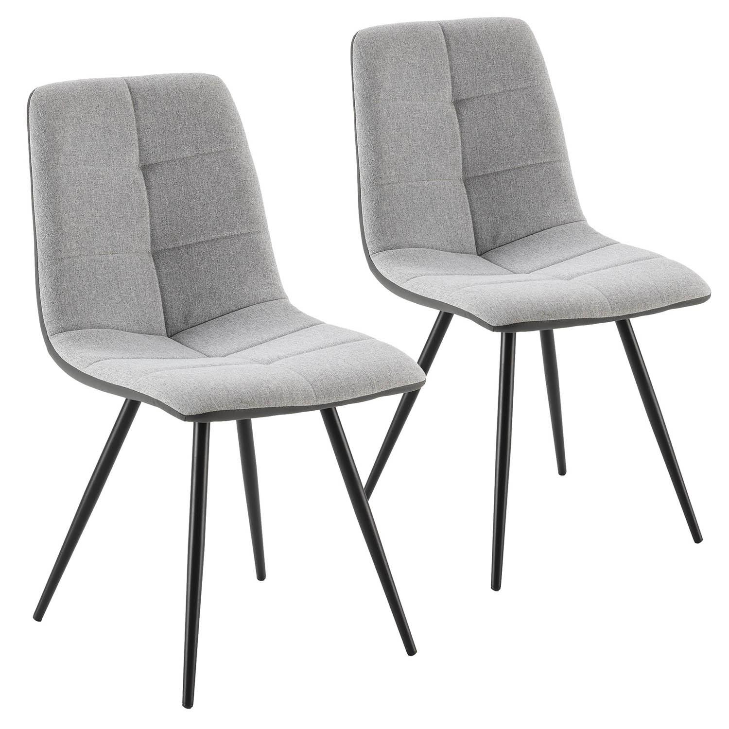 STUHL-SET 2 Prado, grauer Stoff/Kunstleder - Grau, Textil/Metall (54/85/46cm) - VS Venta-stock
