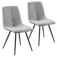 STUHL-SET 2 Prado, grauer Stoff/Kunstleder - Grau, Textil/Metall (54/85/46cm) - VS Venta-stock