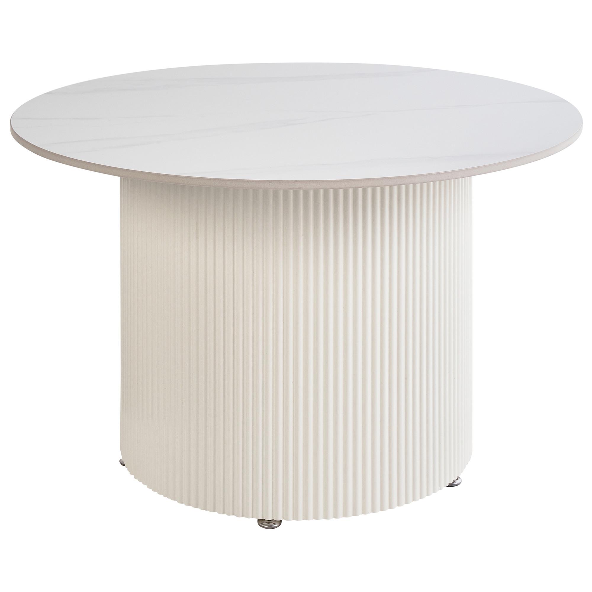 COUCHTISCH Beige Leona - Beige/Weiß, Stein (70/70/43cm) - Beliani