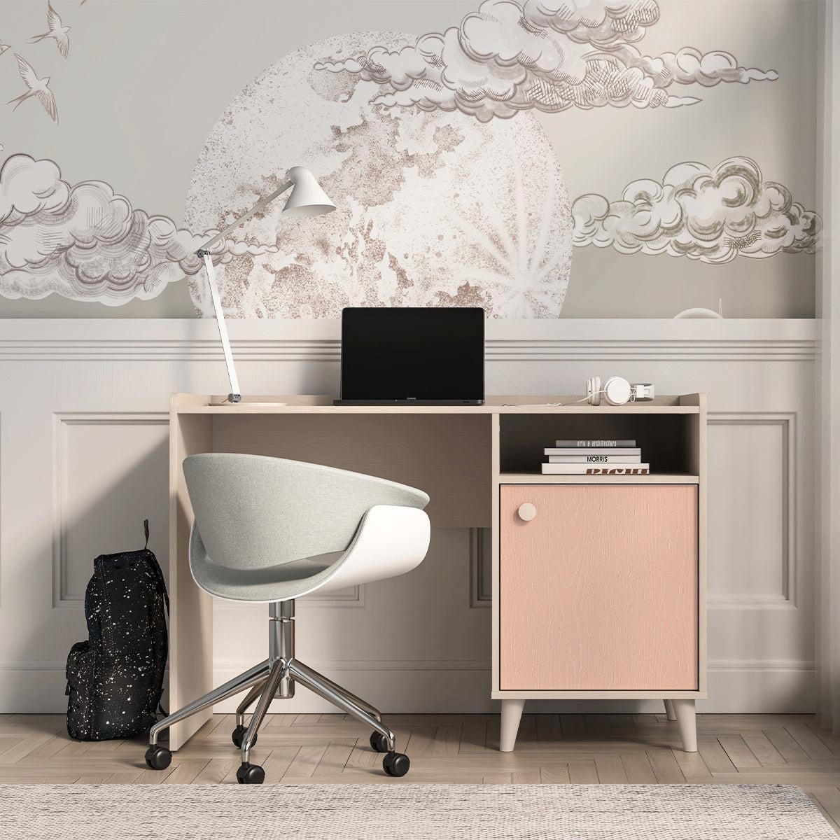 SCHREIBTISCH Alycia Beige - Korallenrosa - Holzeffekt - Pink, Holz (120/80/58cm) - Petits-meubles