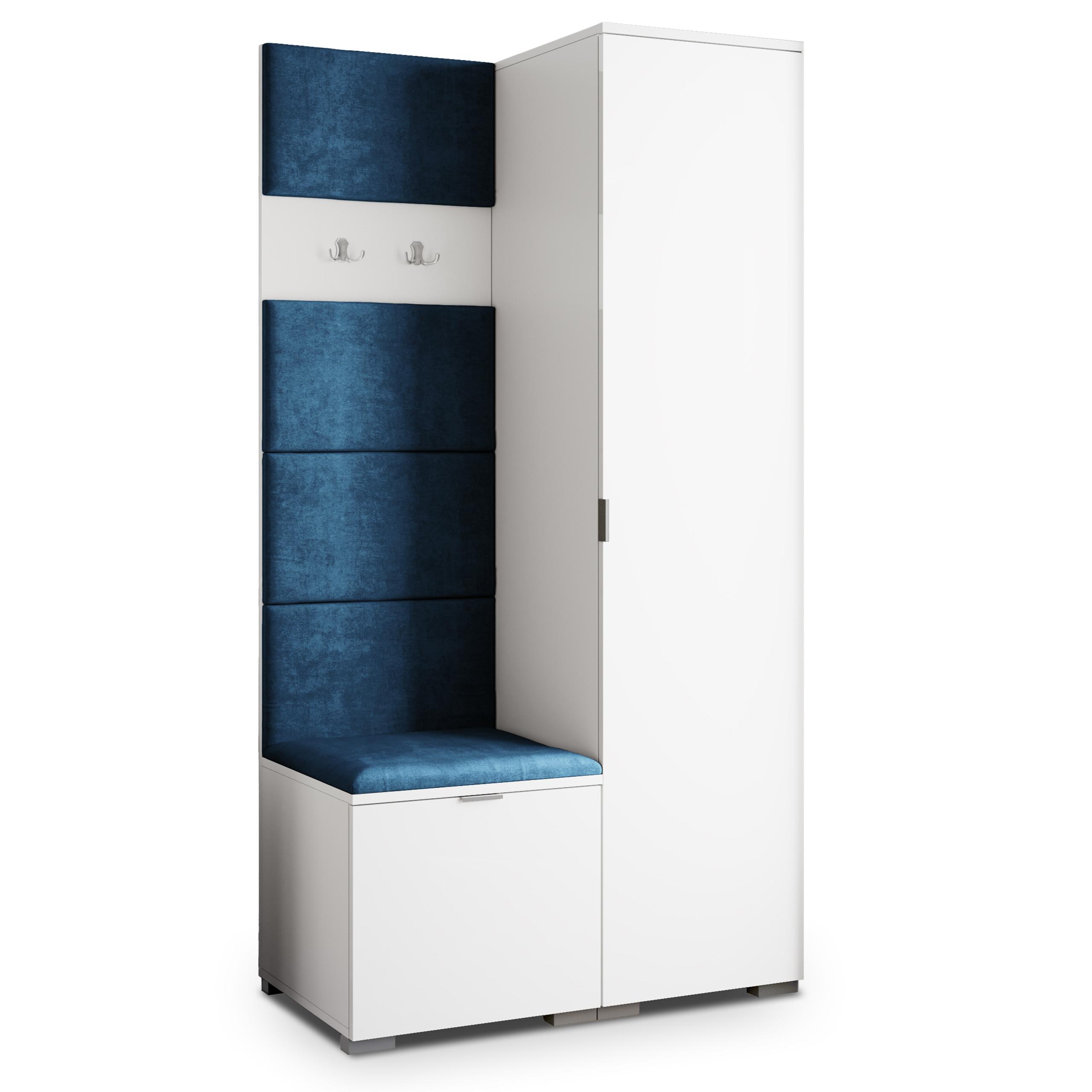 GARDEROBENSCHRANK LORI 95/181/51 cm Modern Garderobe-Set Weiß - Blau/Weiß, Holzwerkstoff (95/181/51cm) - MASSENO