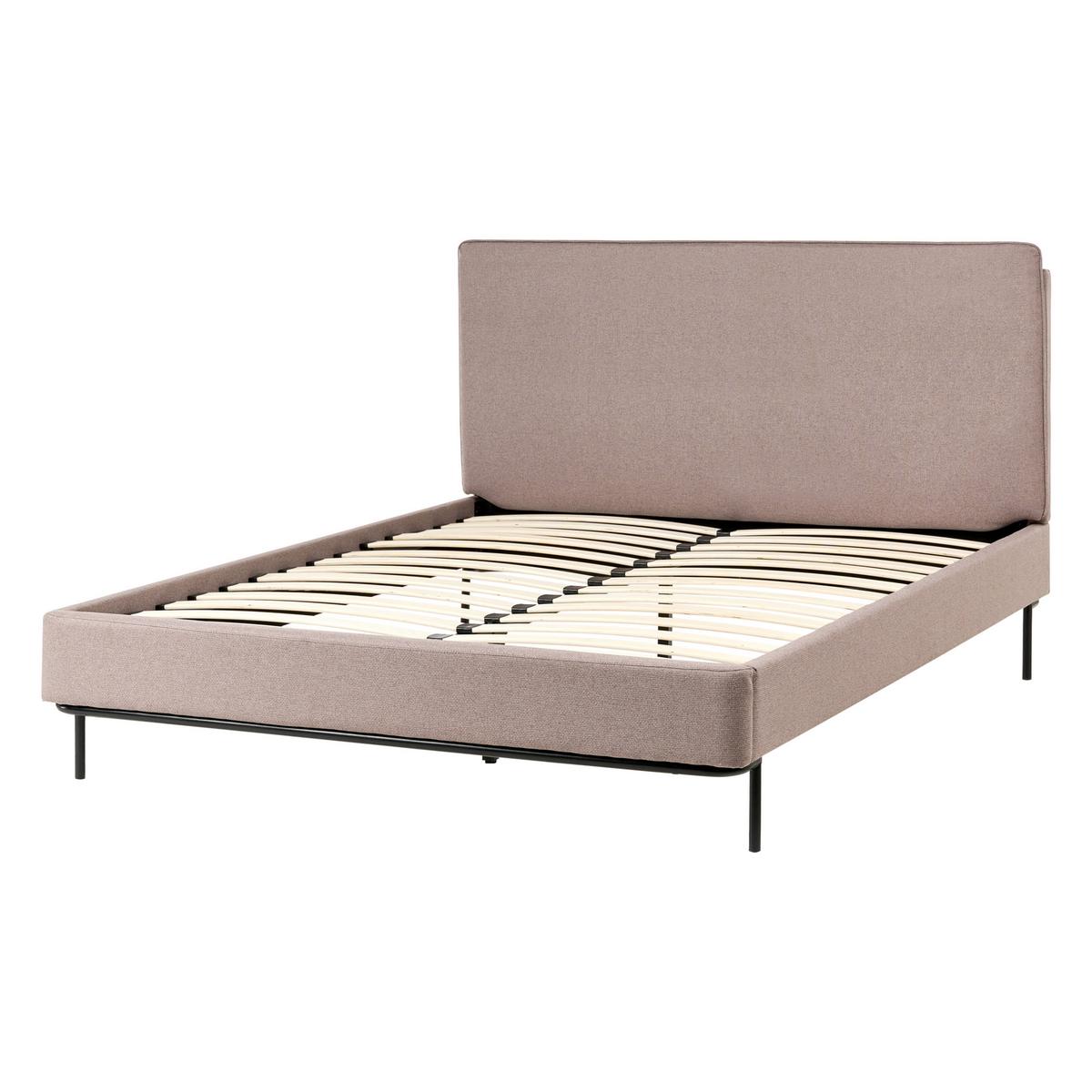 BETT mit Lattenrost 140/200 cm Taupe Corio - Taupe/Schwarz, Textil (140/200cm) - Beliani