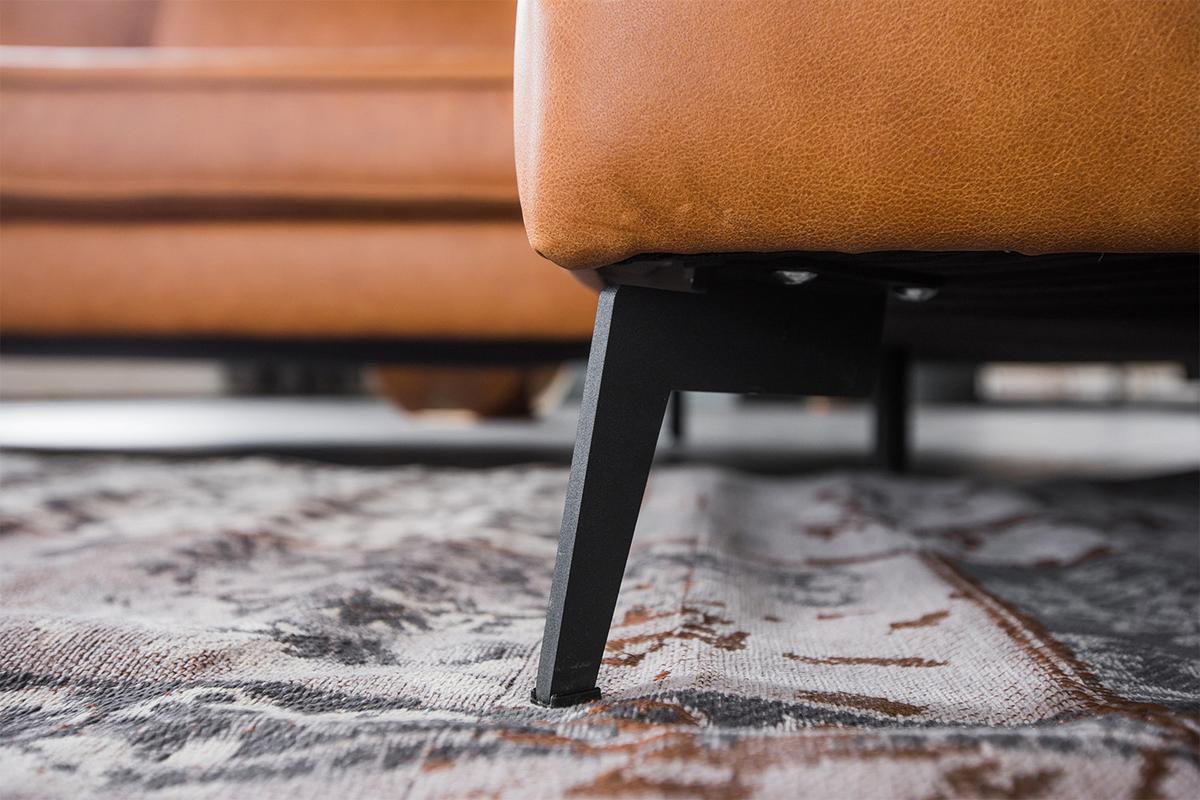 ECKSOFA BLOOM Braun Leder - Schwarz/Braun, Leder/Metall (276/177cm) - KAWOLA