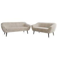 SITZGARNITUR PIRS 3+2 - Beige Cord - Schwarze Beine - Beige/Creme, Holzwerkstoff/Textil (180/75/74cm) - MKS
