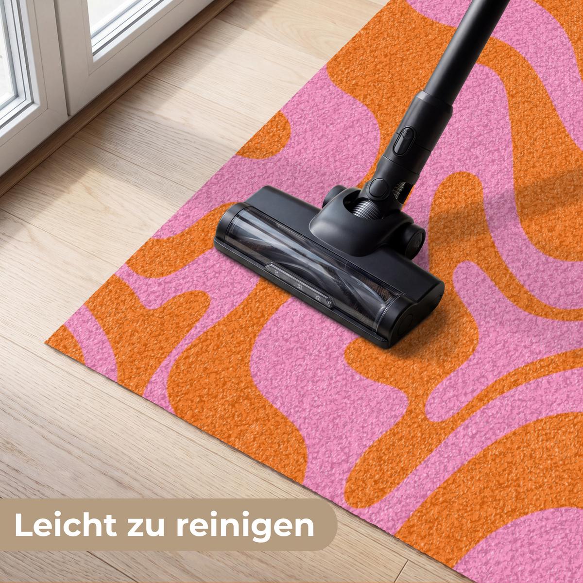 FUSSMATTE Muster - Rosa - Orange - Abstrakt - Modern Türmatte 180x120 cm - Pink, Kunststoff (180/0.4cm) - MuchoWow